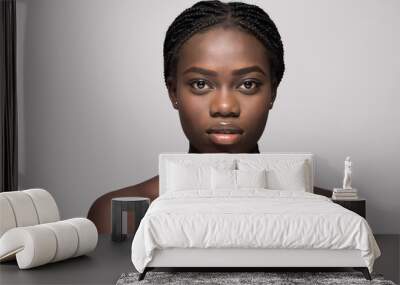 Healthy skin african woman beautiful face close up isolated over gray background Wall mural